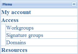 Signature groups in left panel