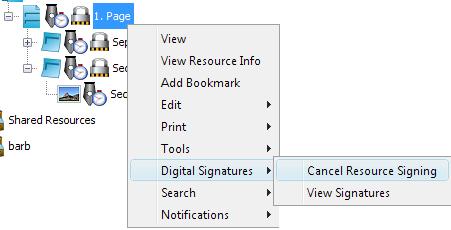Cancel resource signing