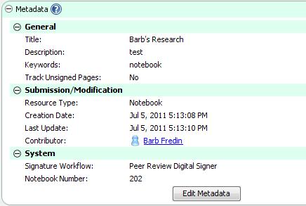 Signature workflow in metadata pane
