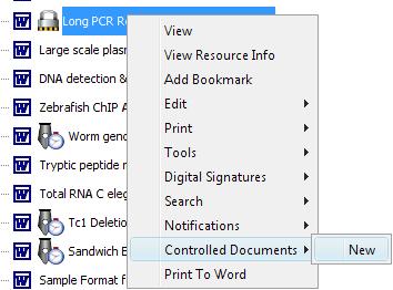 Select new controlled documents