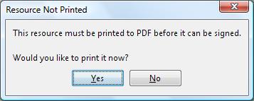 Resource not printed dialog