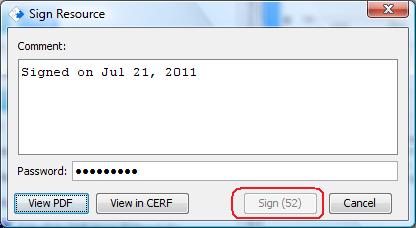 Sign resource dialog count down