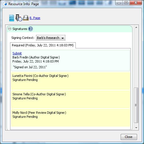 Signature block pending signatures