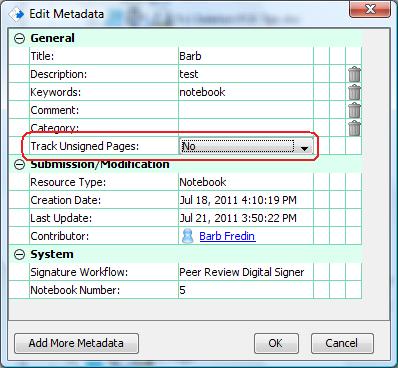 Track unsigned pages metadata
