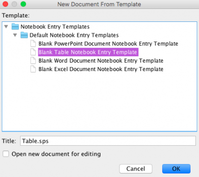 New Document From Template Dialog