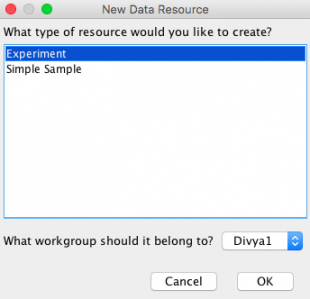 select experiment and workgroup
