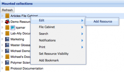 Web client add resource